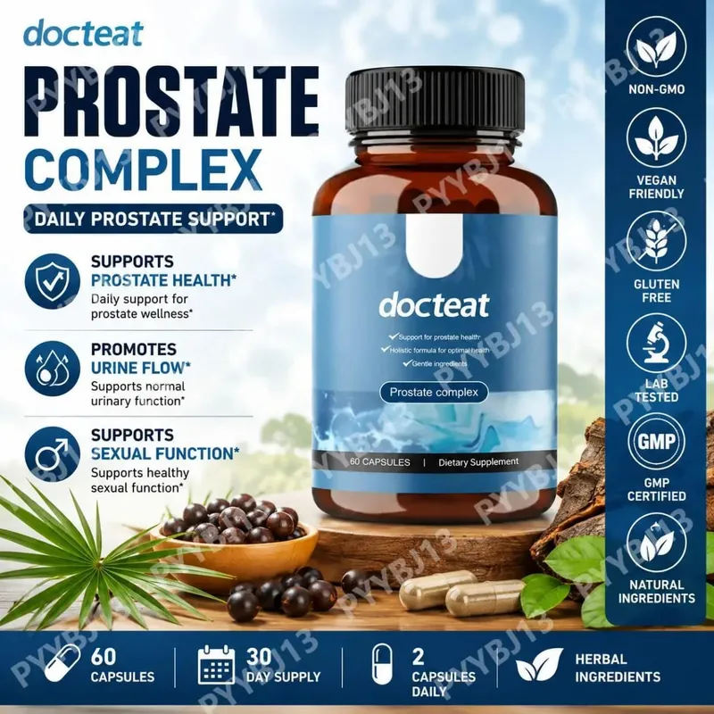 A Docteat Prostate Complex kapszulák támogatják a prosztata egészségét és a vizelet áramlását gyógynövényes Saw Palmetto és Pygeum 60 kapszulákkal — image 2
