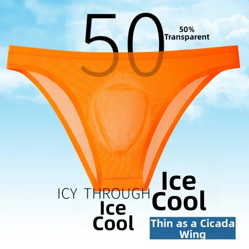 Soft Ice Silk Men's Triangle Panties Lingerie Breathable Men Thin Briefs Solid Color Large Size Underwear for Men Male — image 5
