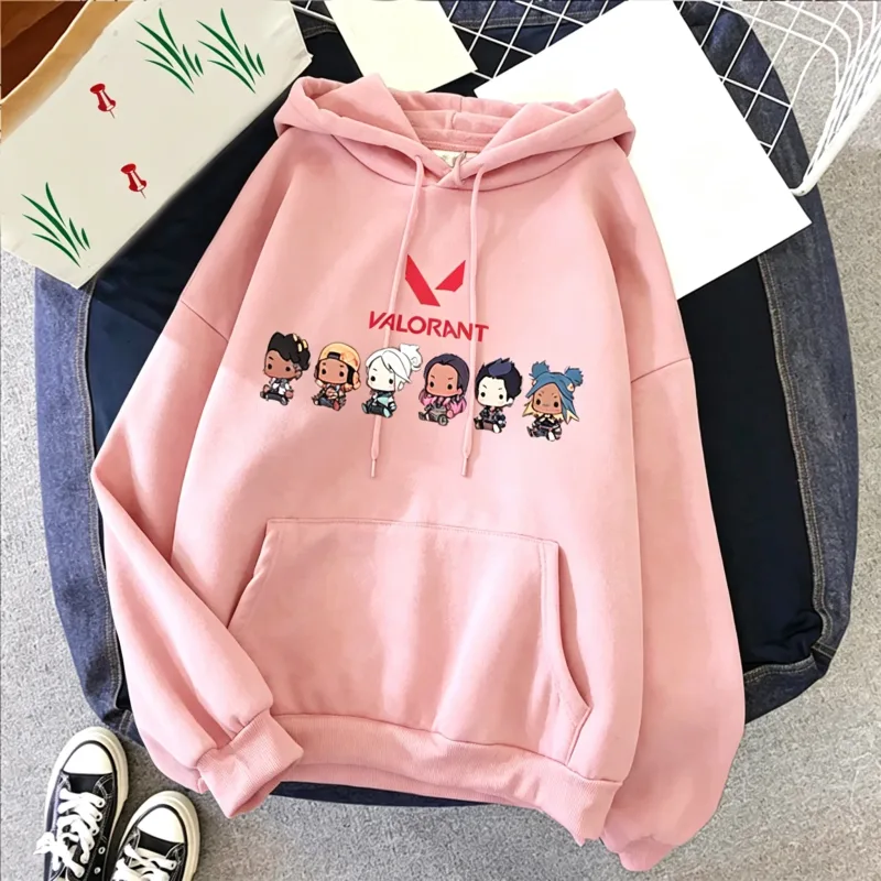 Valorant anime 2d impressão moletom de algodão masculino casual oversized pulôver popular streetwear moda moletom tendência roupas masculinas