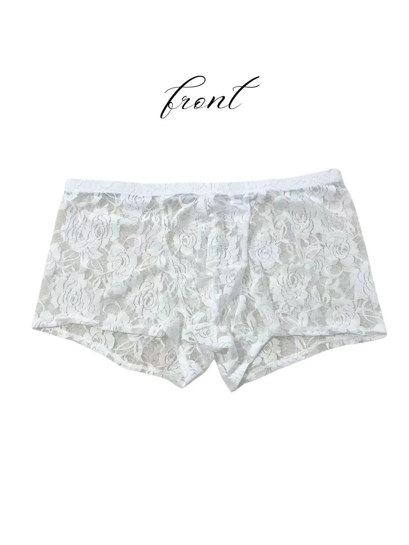 1 st Herrmode Ny design Sexig spetsbroderi, hög elasticitet Transparent spets platta hörnunderkläder, sexig, issilke 3256811662670417 — image 2