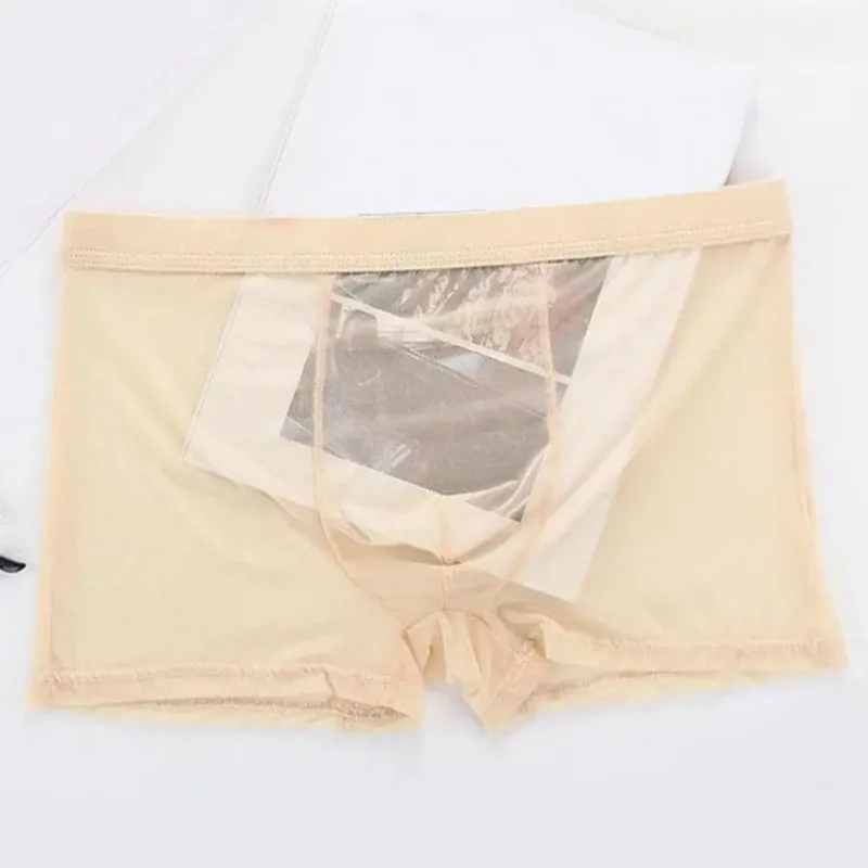 Genomskinliga boxershorts för män genomskinlig manliga kalsonger Sexiga Mesh Låg midja Is Silke Tunn Kylning Herr Trosor Herr Underkläder — image 3
