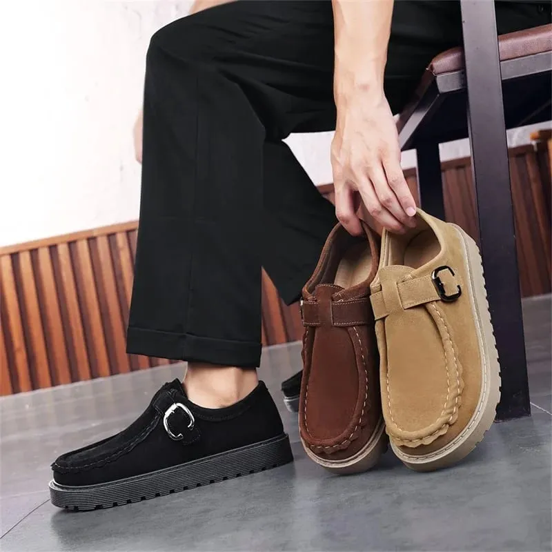 Ανδρικά μπεζ σουέντ casual loafers σε μεγάλα μεγέθη Άνετα, αντιολισθητικά παπούτσια περπατήματος με χοντρή σόλα Μοντέρνα και μοντέρνα παπούτσια 2025 — image 3