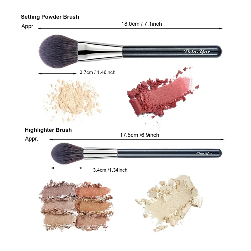 Vela.Yue 2pcs Makeup Brushes Set for Face Powder Blusher Highlighters Luminizers Cosmetics Beauty Tools Kit — image 4