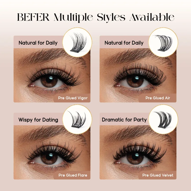 Befer Self-Adhesive Lash Clusters No-Glue Manga Eyelashes 120 Pcs Clusters Lashes Natural Makeup Fluffy False Eyelashes Supplier — image 6
