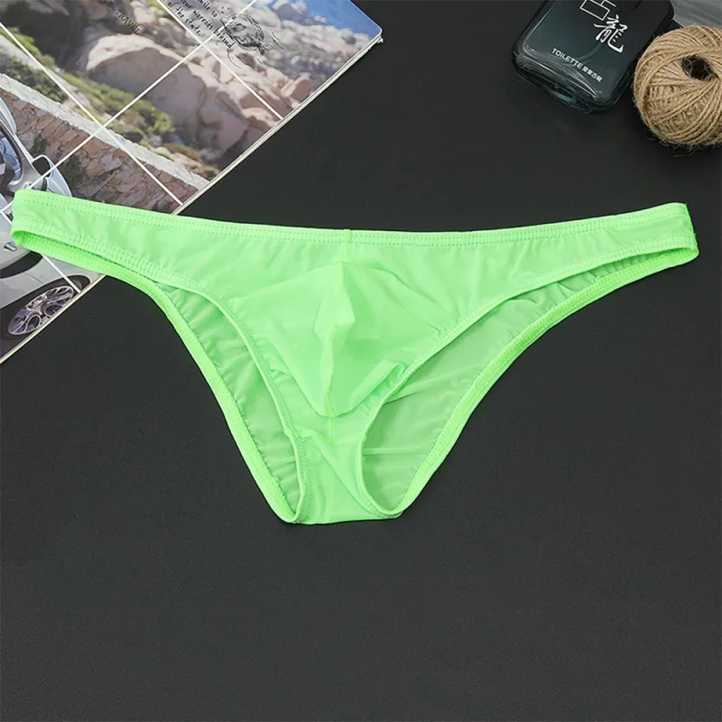 Mens Sexy Low-Waist Briefs Shorts See Through Pouch Underwear Ice Silk Underpant Bikinis Ultra Thin Panties Solid Comf Lingerie — image 13
