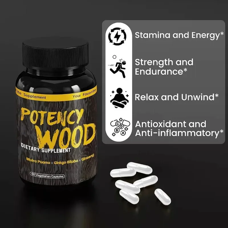 Hatékony hatású fa gyógynövény-kiegészítők ginzenggel Ashwagandha 60 kapszula Adaptogen Energy Stamina Immun Antioxidánsok Bél egészsége — image 3