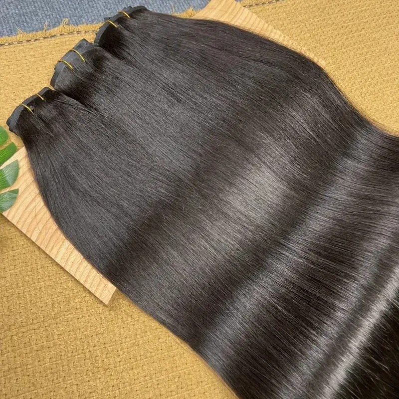 Bone Straight Clip In Emberi Hajhosszabbítás Feldolgozatlan nyers Hajhosszabbítás Teljes fejű Seamless Clip Ins Hosszabbító 100g/7db — image 6
