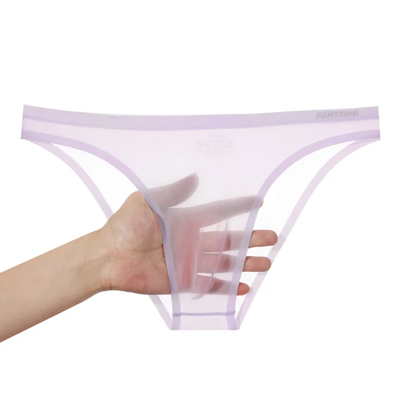 Sem costura de secagem rápida cuecas masculinas cor sólida seda gelo ultra-fino cuecas sexy respirável 3d bolsa calcinha — image 36