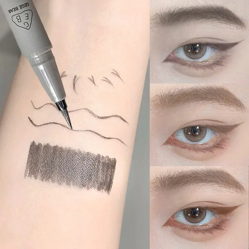 Αδιάβροχο Quick Dry Liquid Eyeliner Pen Ultra-fine Matte Black Brown Lasting Lying Silkworm Eyeliner Pencil Φυσικό Μακιγιάζ ματιών — image 2