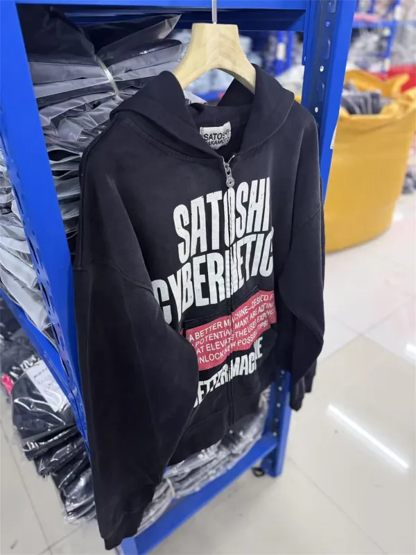 Street Brand 26SS“Cybernetics" Distressed Washed Old Zipper Cotton Winter High-Street Hoodies Sweater For Men — image 9