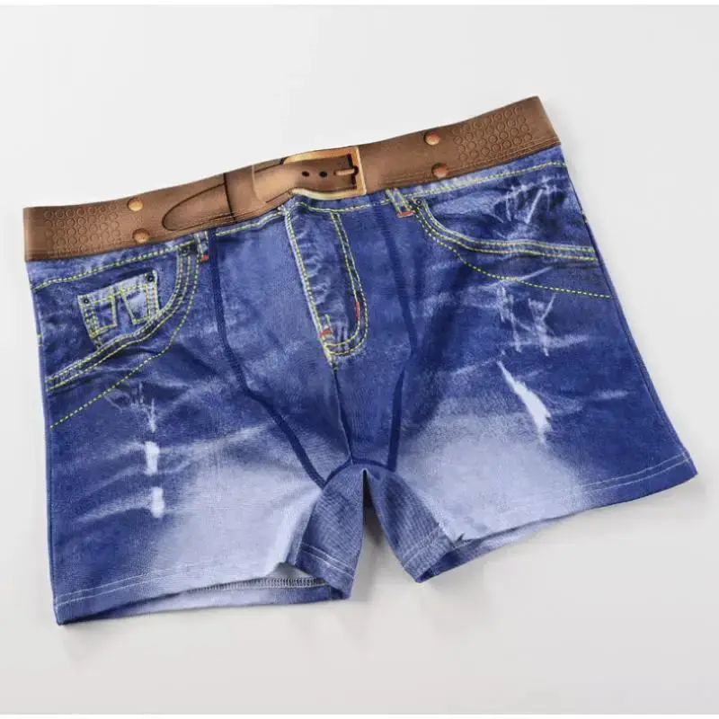 1 peça roupa íntima masculina estampa jeans algodão design em forma de u, boxer respirável, algodão confortável masculino — image 6