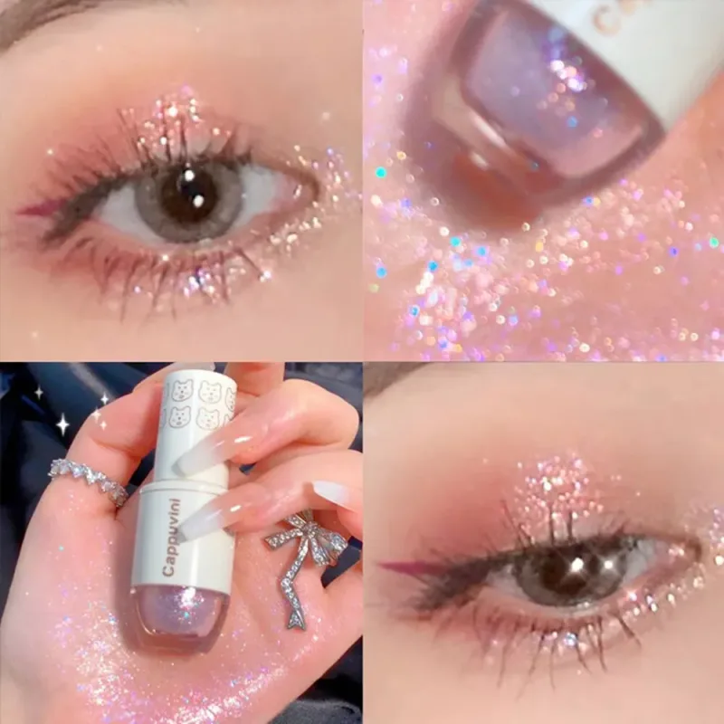 Cappuvini Liquid Eyeshadow High-Gloss Shiny Mermaid Pearl Tears Brightening Glitter Highlighter Quick Drying Eyeliner — image 6