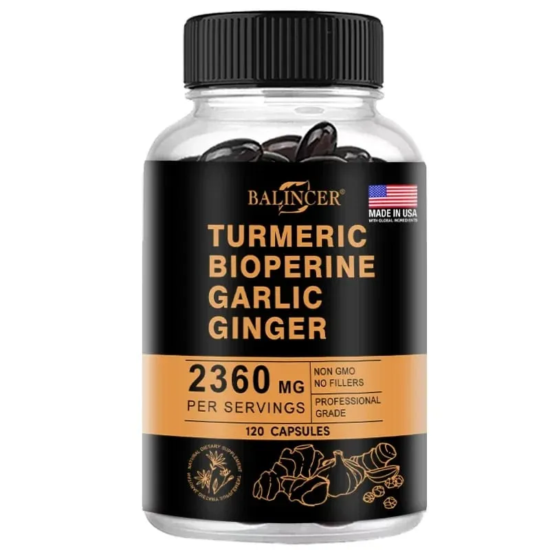 Kurkuma gyömbér-kiegészítő piperinnel 2360 Mg fokhagymával Comfort Emésztést és immunrendszert segítő tápanyag-kiegészítő kalcium-gluténmentes — image 8