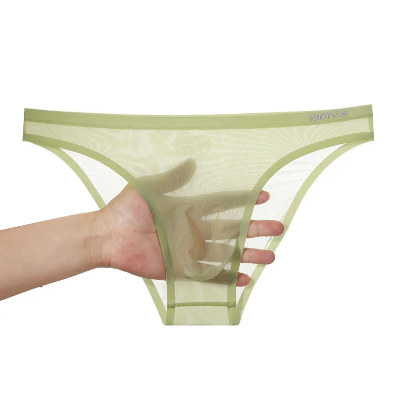 Sem costura de secagem rápida cuecas masculinas cor sólida seda gelo ultra-fino cuecas sexy respirável 3d bolsa calcinha — image 34