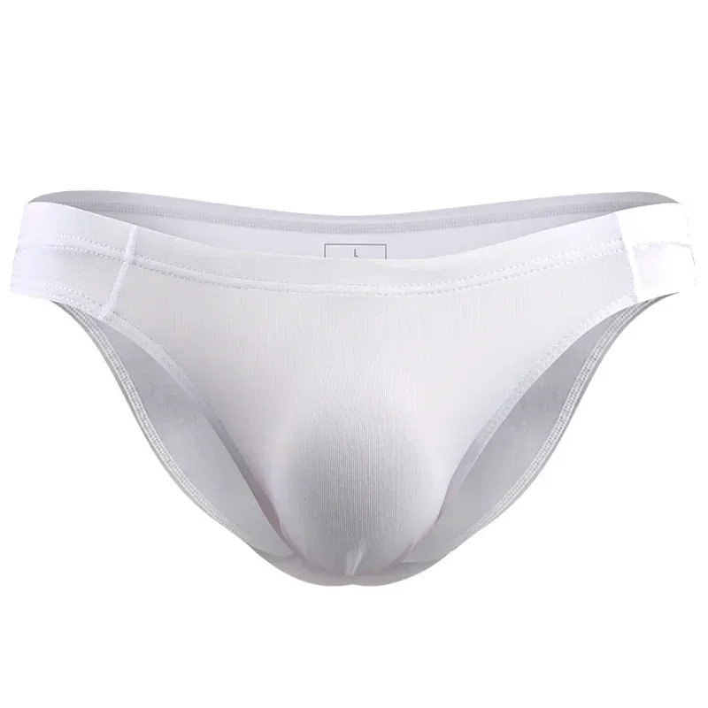 2PCS Men's Underpants Ice Silk Breathable Sexy Thin U Convex Transparent One Piece Low Waist Triangle Shorts Head