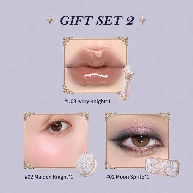 Σετ δώρου μακιγιάζ Flower Knows Knight Unicorn Σετ δώρου 3PCS Kit Eye Shadow Palette Long Lasting Lipstick Blusher Setting Powder — image 10