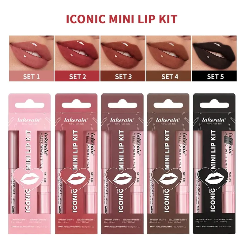 Αδιάβροχο Μαύρο Ματ Σετ Κραγιόν Velvet Liquid Lip Gloss Σετ Lip Liner Red Stain Halloween Goth Μακιγιάζ — image 7
