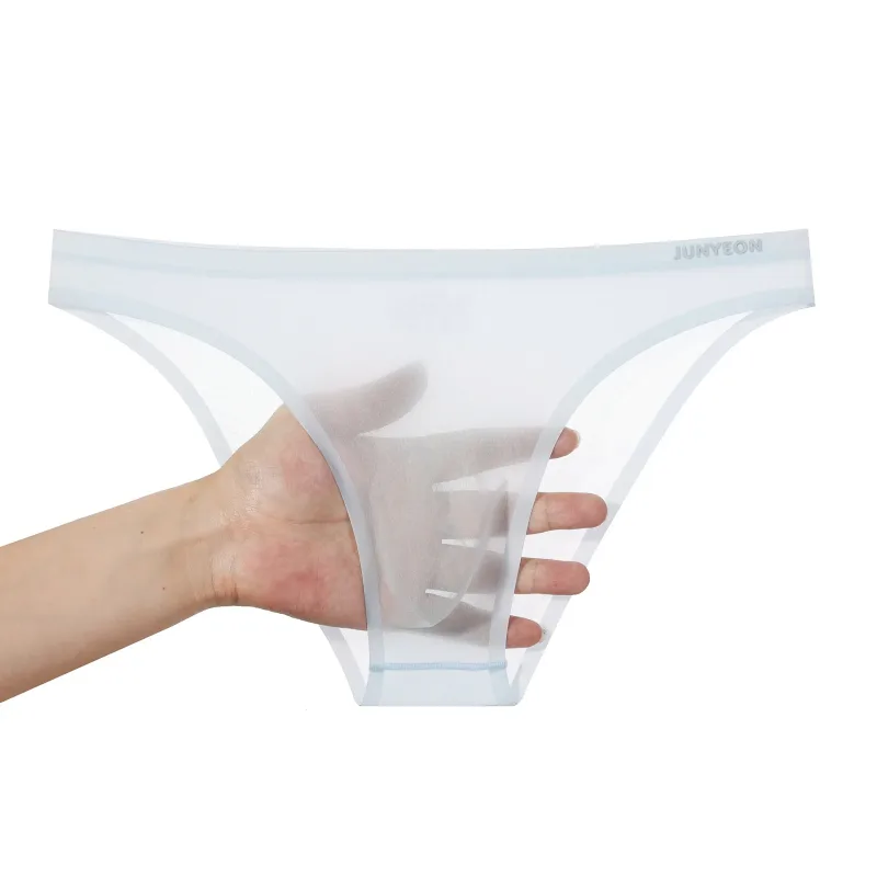 Sem costura de secagem rápida cuecas masculinas cor sólida seda gelo ultra-fino cuecas sexy respirável 3d bolsa calcinha — image 33