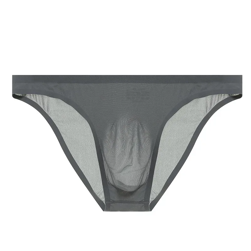 Herr Ice Silk Seamless Ultra-Tunn Underkläder Transparent Snabbtork Sexiga Pouch Trosor Man Seamless Andningsbara Trosor Kalsonger