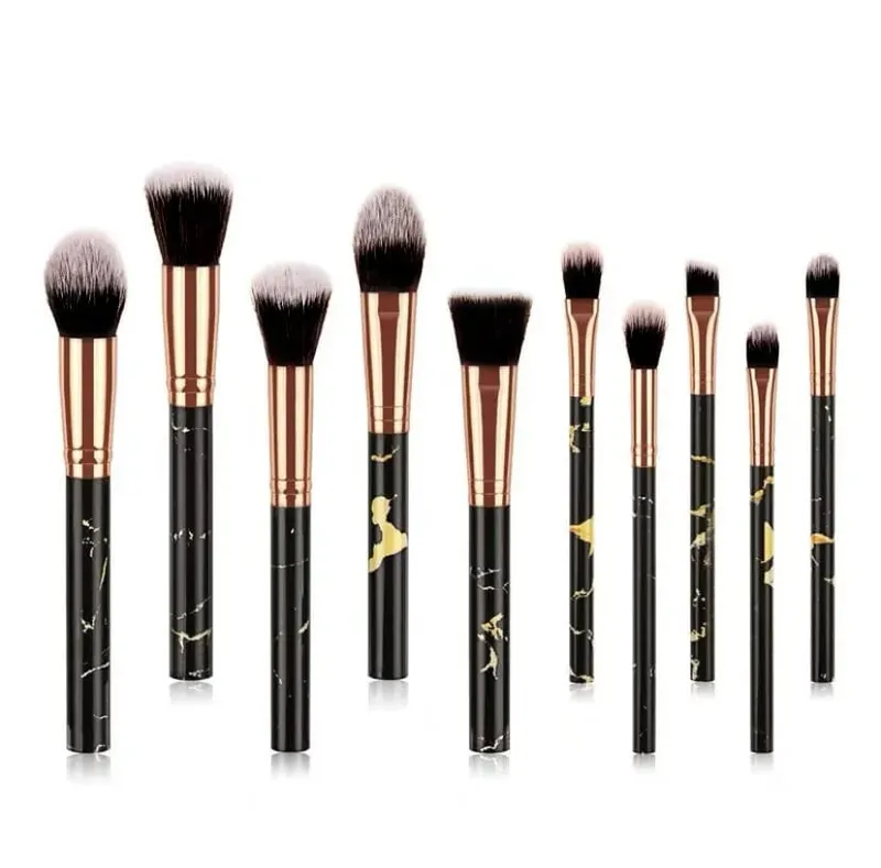 Ensemble de pinceaux de maquillage professionnels, 10 pièces, pinceaux de détail Super doux, pour Blush, fond de teint, correcteur, fard à paupières, outil de beauté pour dames