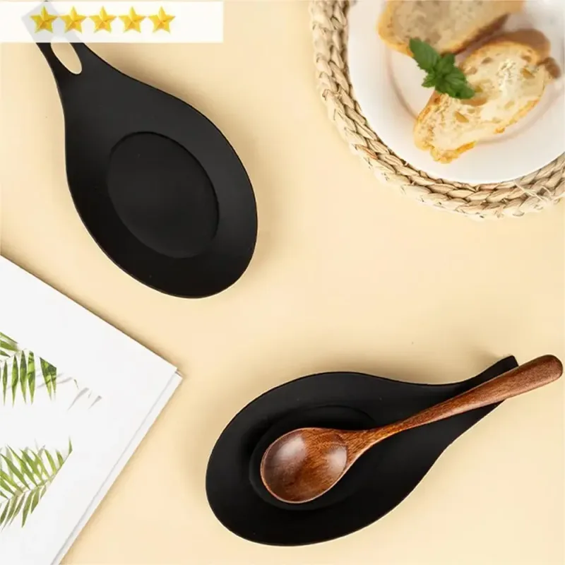 Repose-cuillère en Silicone, support de spatule, ustensiles résistants à la chaleur, plateau de napperon, outils de cuisine, accessoires de cuisine, 1/4 pièces — image 2