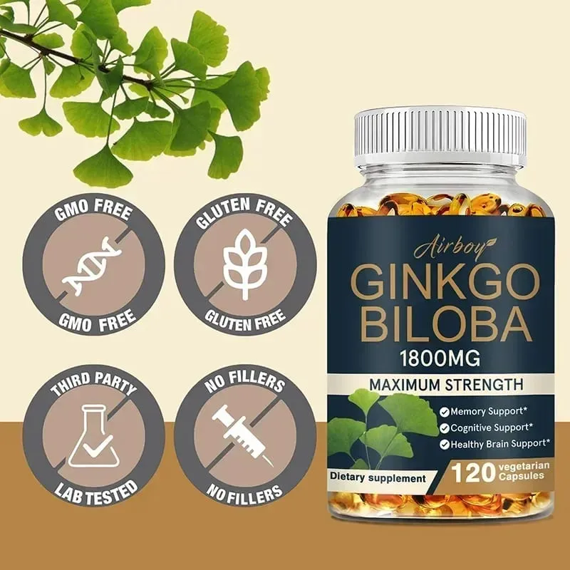 Συμπλήρωμα Ginkgo Biloba - Η μνήμη και η μάθηση προάγουν την υγεία του εγκεφάλου Βελτιώνουν τη διαύγεια Βελτιώνουν τη συγκέντρωση Συμπλήρωμα — image 2
