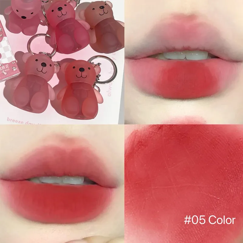 ART VALUE – porte-clés ours mignon, boue, rouge chair mat, brillant à lèvres, tasse antiadhésive, imperméable, longue durée, cosmétiques — image 5