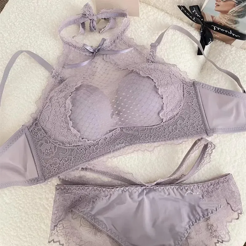 Σουτιέν Halter Neck Push Up - Latex Lace Bralette για Small Bust Voluptuous Lift & Pure Seduction Wireless Cover εσώρουχα σουτιέν