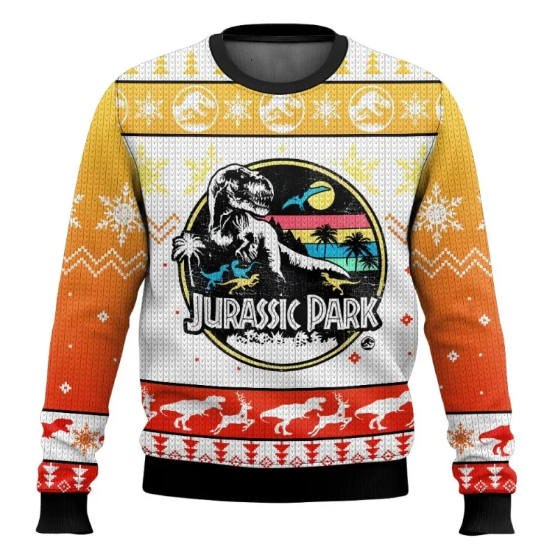 Jurassic Park Dinossauros Feliz Natal Roupas Presentes Suéteres de Papai Noel Moletons masculinos e femininos 3D Festa de outono e inverno