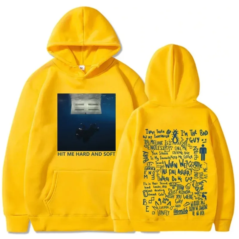 Hit Me Hoodie Tur Keras dan Lembut Pulover Billie Kaus Bulu Musim Gugur Musim Dingin Cetak Grafis Penyanyi Pria untuk Penggemar