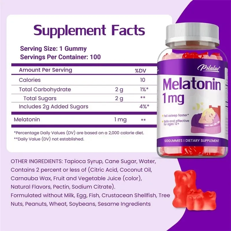 Melatonin Gummies 1mg - Children's Sleep Aids Relieves Stress Improves Insomnia Improves Sleep Quality and Deeper Sleep — image 3