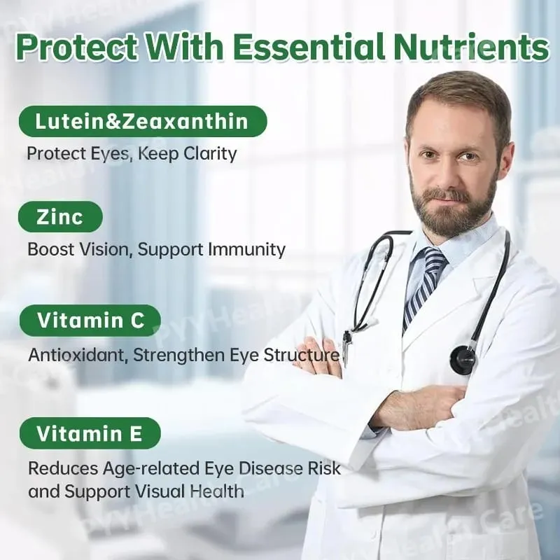 Lutein Eye Vitamins kapszula zeaxantin cinkkel Napi szem táplálék-kiegészítő Szemegészségügyi támogatás felnőtteknek 90 Count palack — image 4