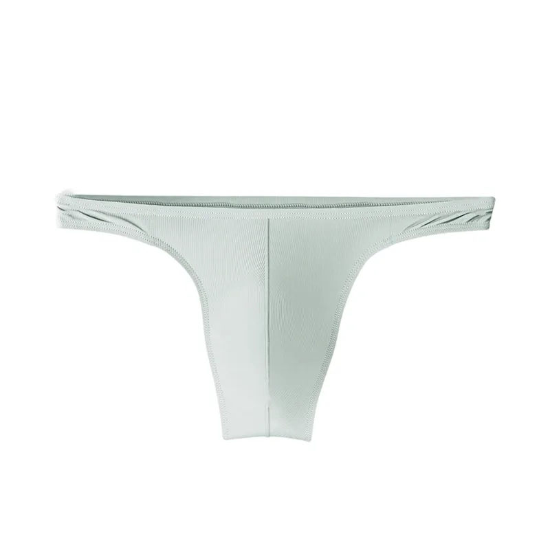 Ice Silk Thongs Men Sexy Underwear Soft Ribbed G-string Breathable Underpants Seamless Panties Male Lingerie Bulge Pouch Briefs