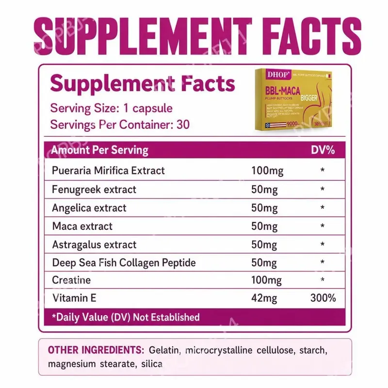 Κάψουλες Plump Buttocks with Pueraria Mirifica Creatine και Deep Sea Fish Collagen Peptide Easy Absorb 30 Κάψουλες — image 2