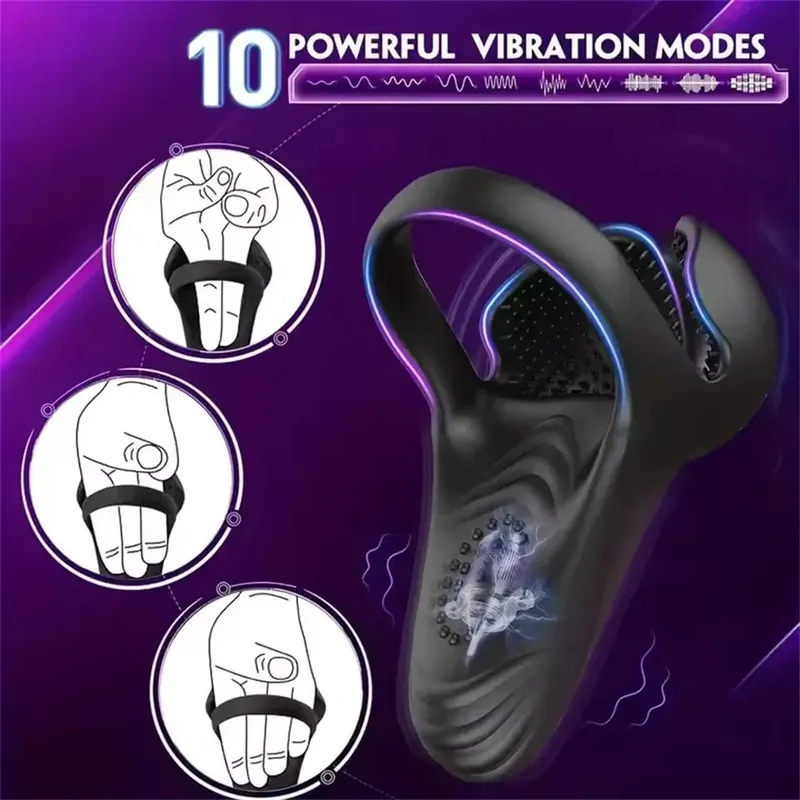 Penis Cock Ring Vibrátor férfiaknak Vezeték nélküli herestimulátor Férfi Távirányító Glans Masszírozó Maszturbátor Szexjáték Férfiak 18+ — image 4