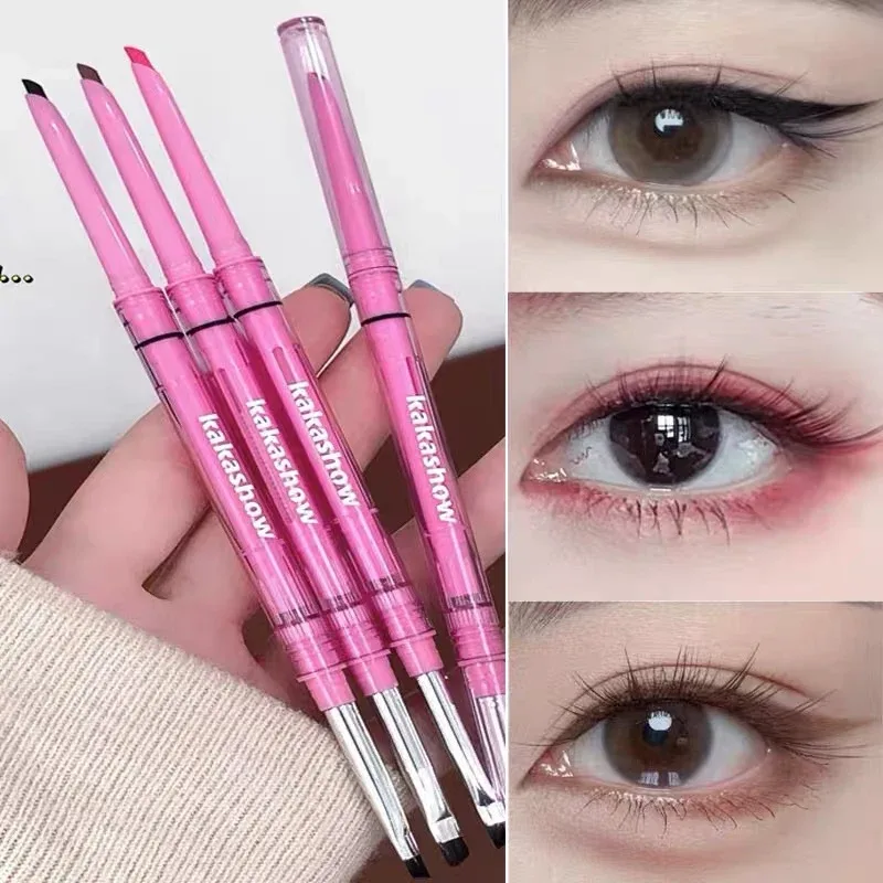 Double-headed Natural Black Eyeliner Gel with Brush Smudge-Proof Waterproof Creamy Smooth Rose Pink for Brows & Under Eye Makeup — image 6