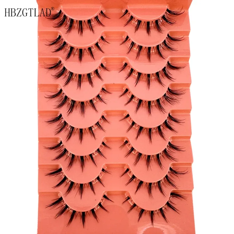7/8PairsCat Eye Eyelashes manga Lashes 3D Clear Band Lashes naturalHalf Lashes End Eye Eyelonged Mink Eyelashes Αφράτες βλεφαρίδες — image 12