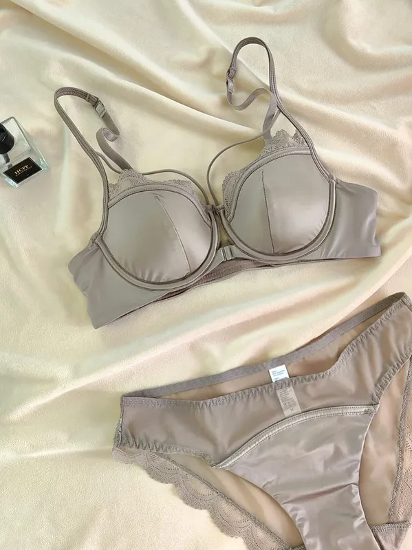 Francia elülső csat vékony csésze bralette szexi üreges női fehérnemű szett kiváló minőségű csipke Push Up melltartók légáteresztő komfort fehérnemű — image 5