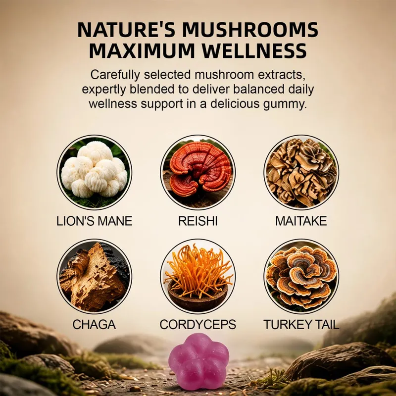 250mg Mushroom Super Blend Complex - Brain Nervous System Health and Memory Supplements Immunity Sleep Energy Mood Support — image 6