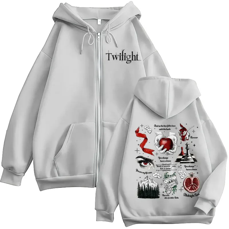 Crepúsculo Vampiro Lobo Romance Zipper Hoodies Edward Cullen Roupas Femininas Masculinas Moda Casual Hip Hop Zip Up Moletons Com Capuz — image 7