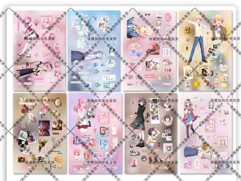 Hatsune Miku -Project DIVA- Sticker Hatsune Miku Kagamine Rin/Len Anime Peripheral Journal Material Sticker 8 Sheets New Gifts
