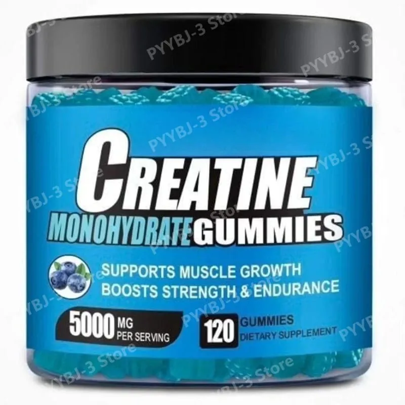 Kreatin-monohidrát tartalmú gumicukor B12-vitaminnal, izomnövekedést erősítő edzés előtti fitnesz egészségügyi kiegészítő 120db — image 2