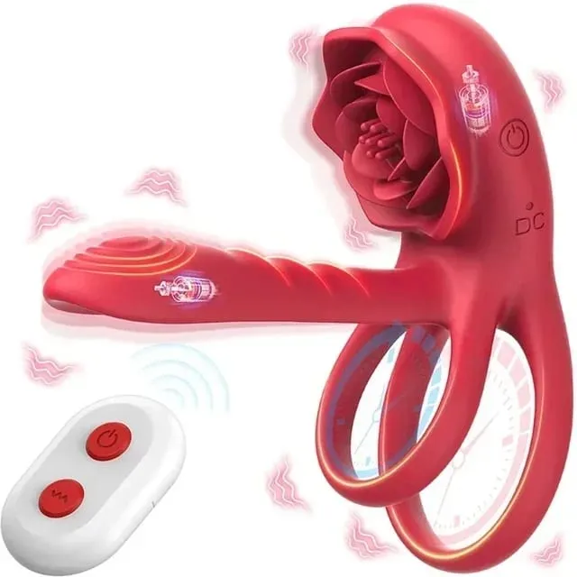 Rose Penis Cock Ring Vibrator Powerful Penis Sleeve Stimulator Delay Ejaculation G-spot Clitoral Massager Sex Toy for Couple 18+
