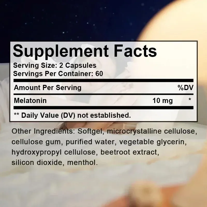 Melatonin capsules 10MG - promotes restful sleep and reduces stress uninterrupted sleep antioxidant effect — image 6
