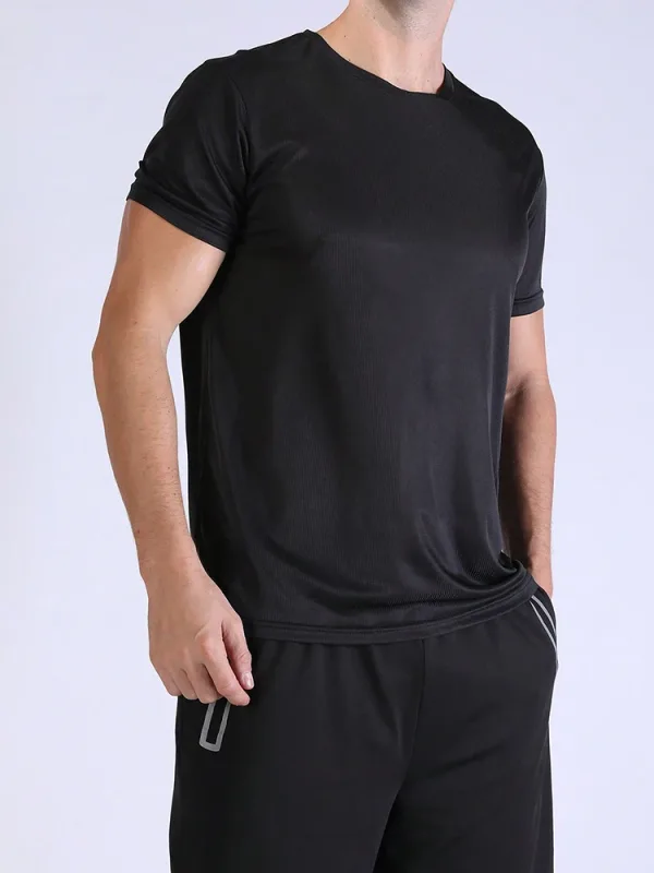 5 DB Férfi egyszínű ultrakönnyű, gyorsan száradó sportpóló, légáteresztő, könnyű felső fitnesz edzéshez, edzéshez futó edzőterem — image 3