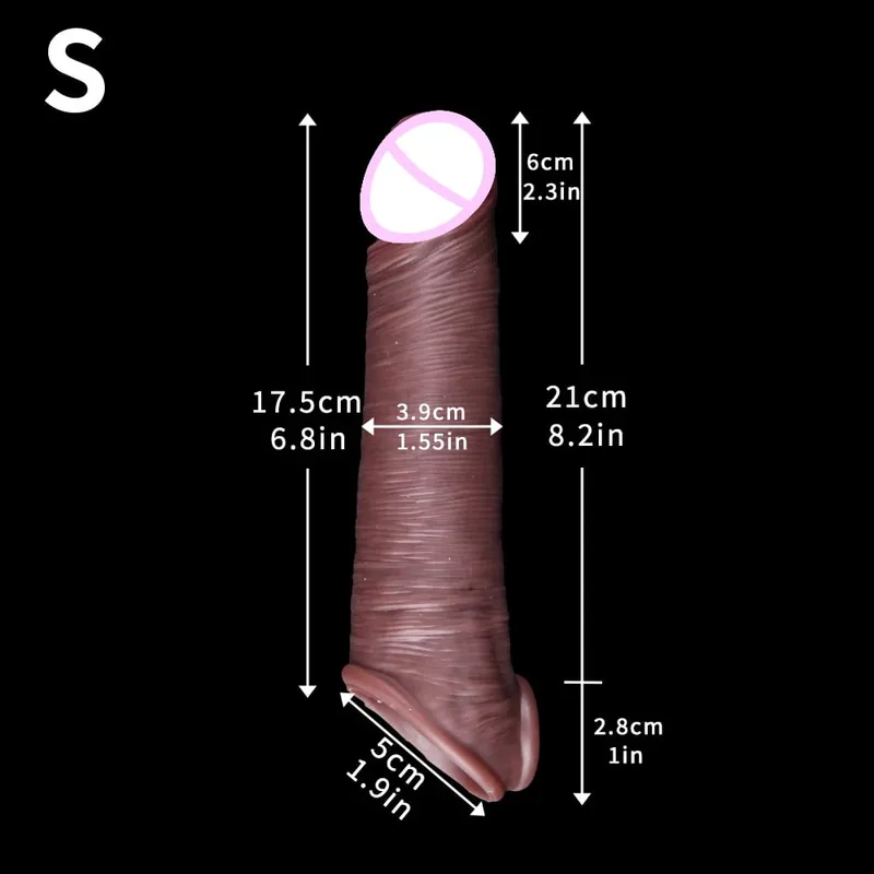 Realistic Reusable Penis Sleeve Thin Silicone Holster With Anti-snap Ring Cock Enlargement Extender For Men Delay Ejaculation