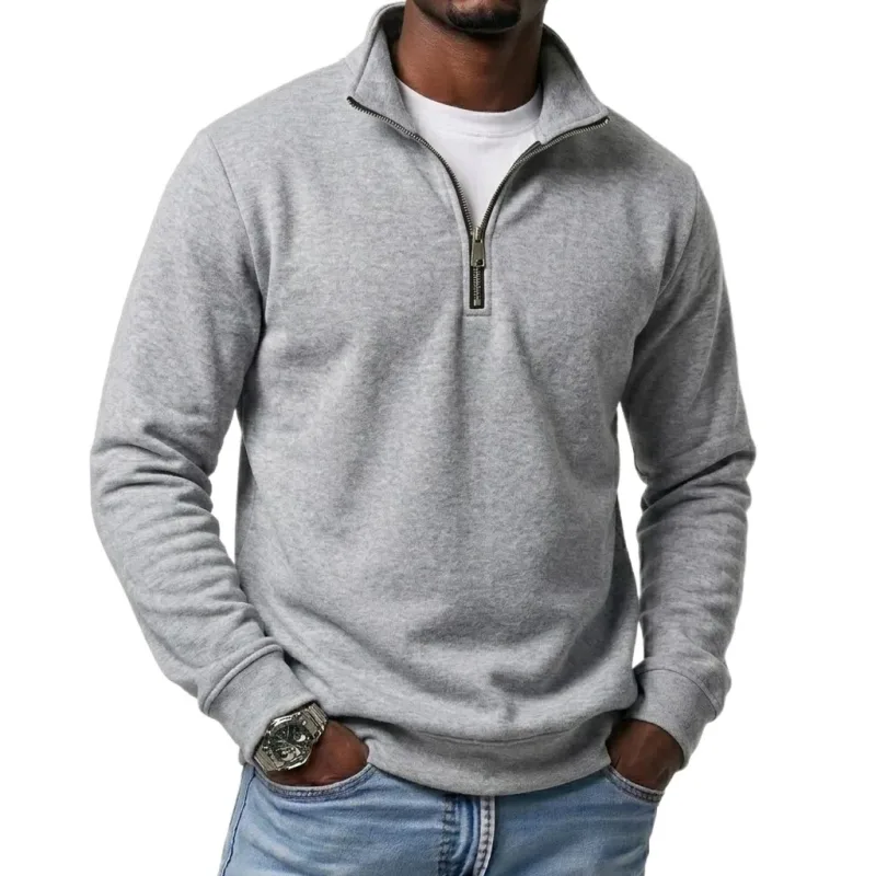 Mens Outdoor Quarter Zip Sweatshirts Casual Half Zip Pullover Hoodies Solid Color Spring Autumn Tops for Gym and Daily Tops — image 10