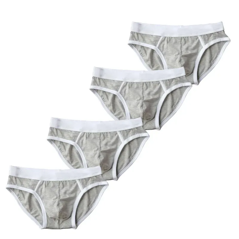 4PCS Men Cottn Briefs Underwear Simple Breathable Low Waist Lingerie Underpants Male Homewear Trunks Calzoncillos — image 9