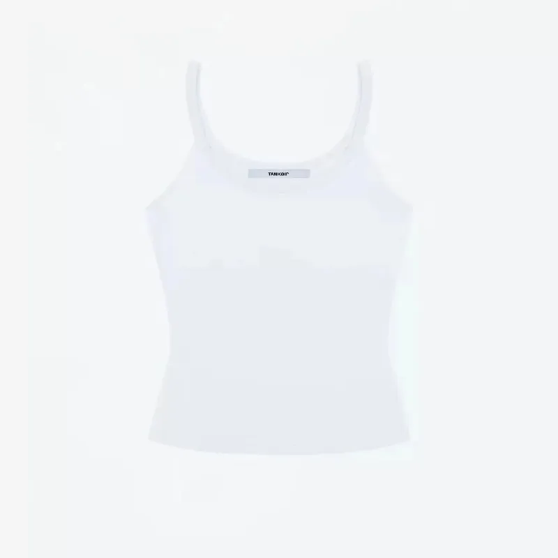 טנק בסגנון אמריקאי צוואר צוואר Slim Fit Stretch Basic Crop Top סקסית מתוקה ומגניבה