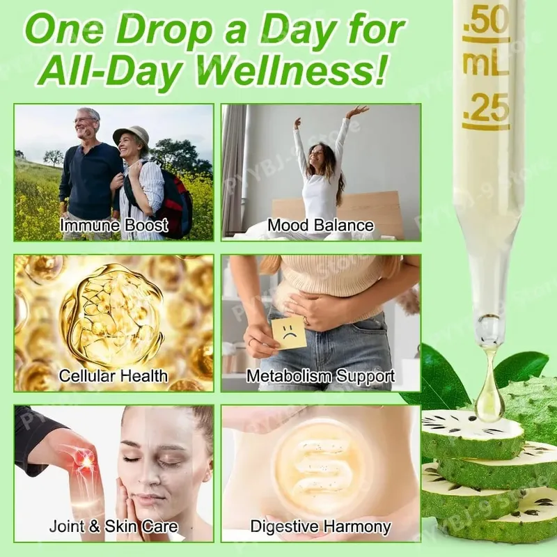 Acentiallabs Hot Sale 60ml Soursop Bitter Liquid Drops Συμπληρώματα Διατροφής 100% Pure Organic Soursop Graviola Extract for Adlut